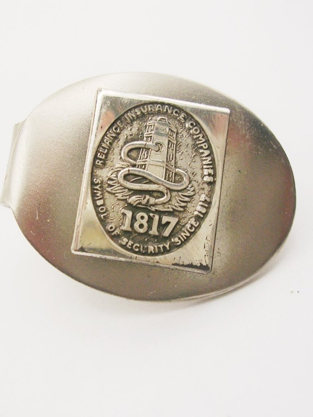 Vintage Midget Tie Clip Bar Reliance Insurance Company silver Men's Formal Wear